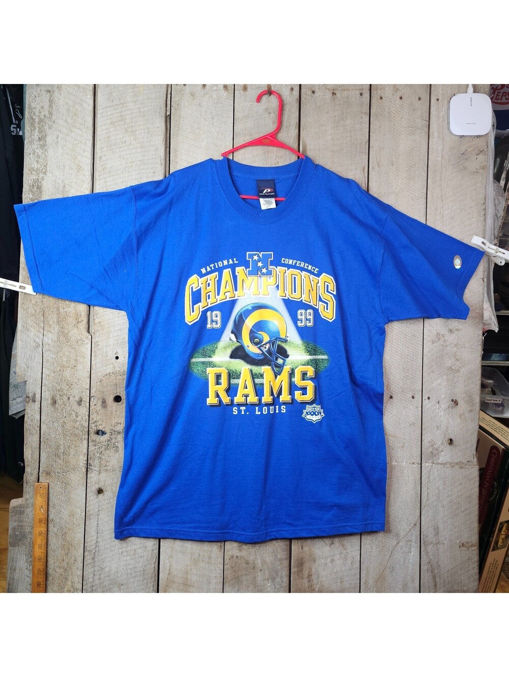 NOS Vintage 1999 St Louis Rams NFC Champions T Shirt Pro Player XL